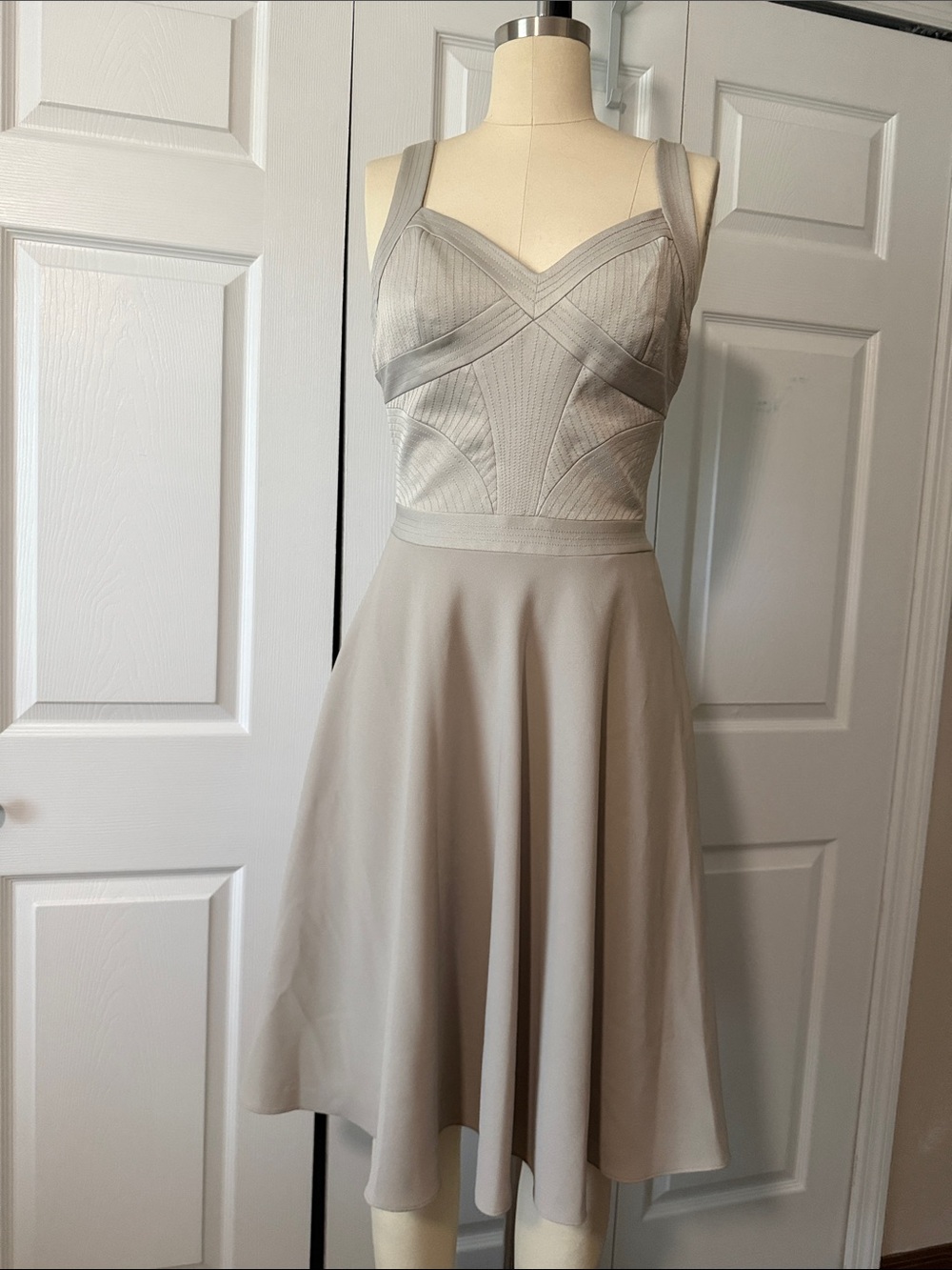 Ralph Lauren Taupe Sleeveless Fit-and-Flare Midi Dress